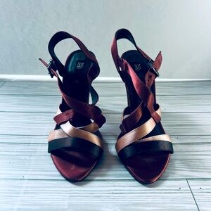 Ladies Mango  Strap Sandals Sz 6  Brown Pink